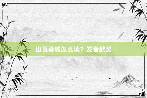 山莨菪碱怎么读？发音默契